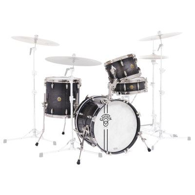 Gretsch Drums - 140th Anniversary 4-Piece Shell Pack with Bags (18,12,14,SD) - Ebony Stardust