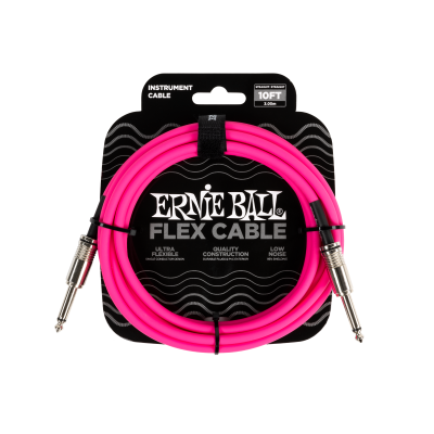 Ernie Ball - Cble Flex  fiches droites pour instrument (10pieds, rose)