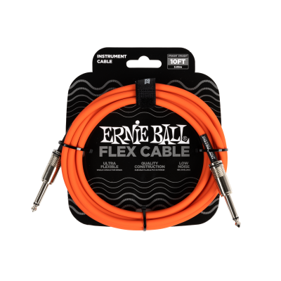 Ernie Ball - Cble Flex  fiches droites pour instrument (10pieds, orange)