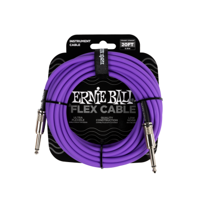 Ernie Ball - Cble Flex  fiches droites pour instrument (20pieds, violet)