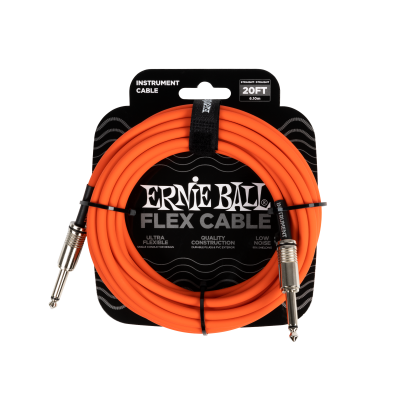 Ernie Ball - Cble Flex  fiches droites pour instrument (20pieds, orange)
