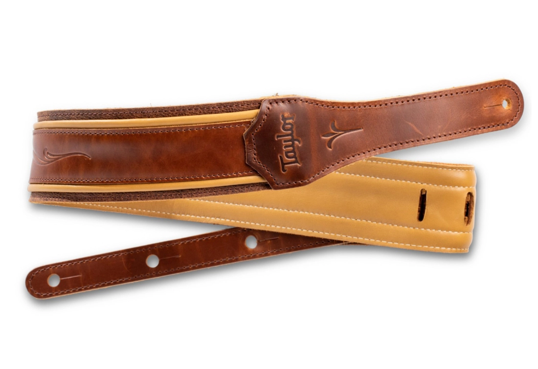 2.5\'\' Spring Vine Leather Guitar Strap - Medium Brown