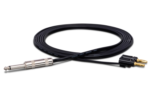 Hosa - Speaker Cable, Hosa 1/4 in TS to Dual Banana, Black Zip, 3 ft