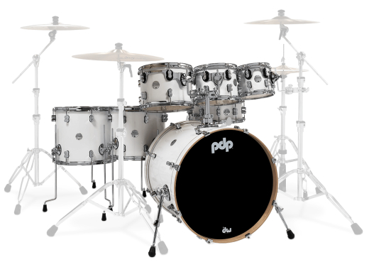 Pacific Drums - Concept Maple 7-Piece Shell Pack (22,8,10,12,14,16,SD) - Pearlscent White Lacquer