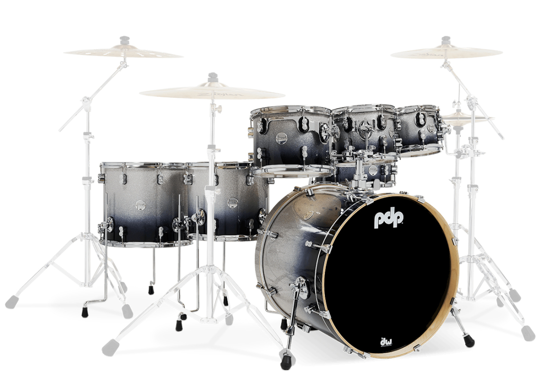 Concept Maple 7-Piece Shell Pack (22,8,10,12,14,16,SD) - Silver to Black Fade