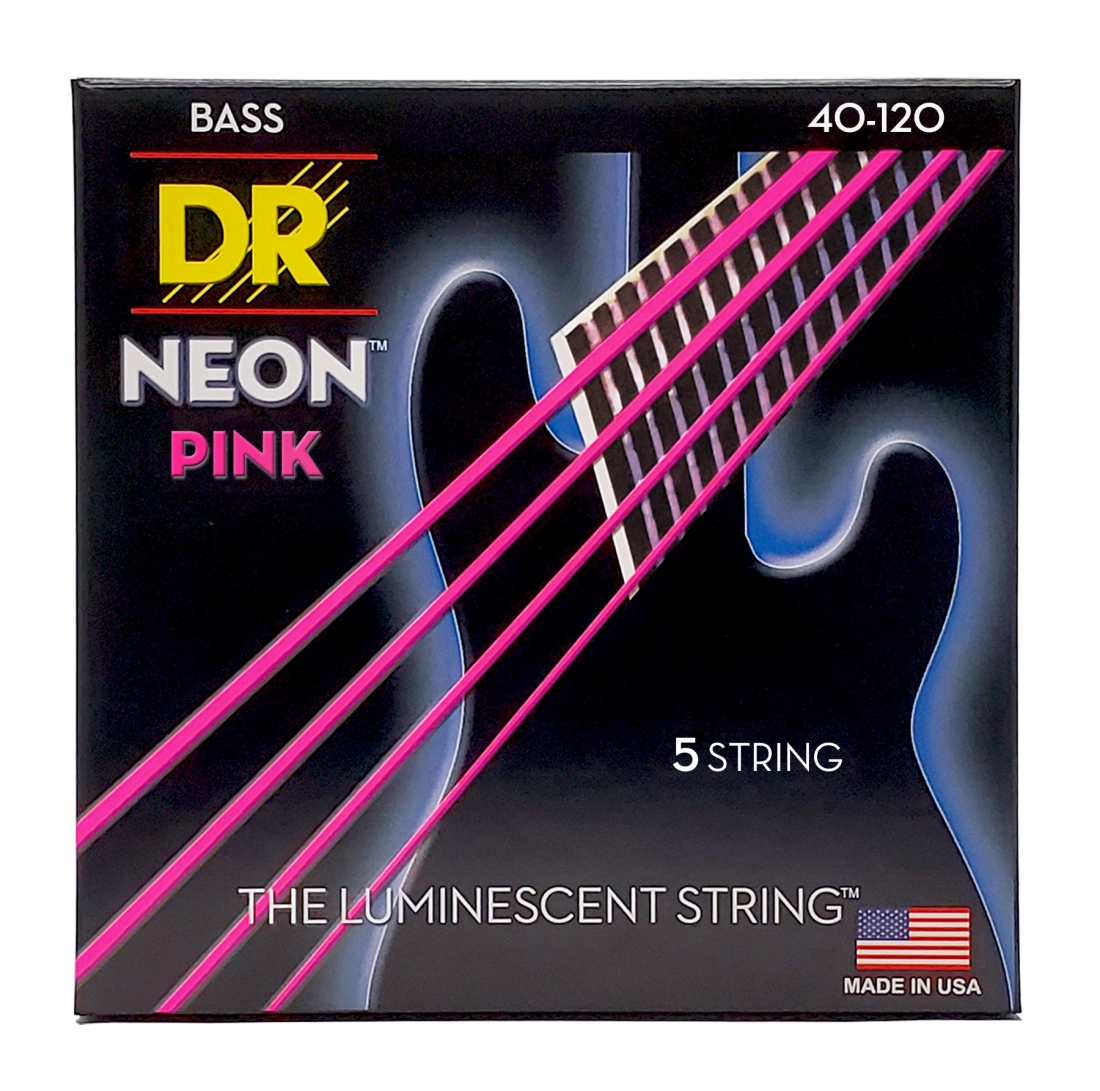 Neon Pink Coated 5-String Bass Set Light 40-120