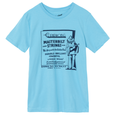 Epiphone - T-shirt Masterbilt Strings, bleu ciel (grand)