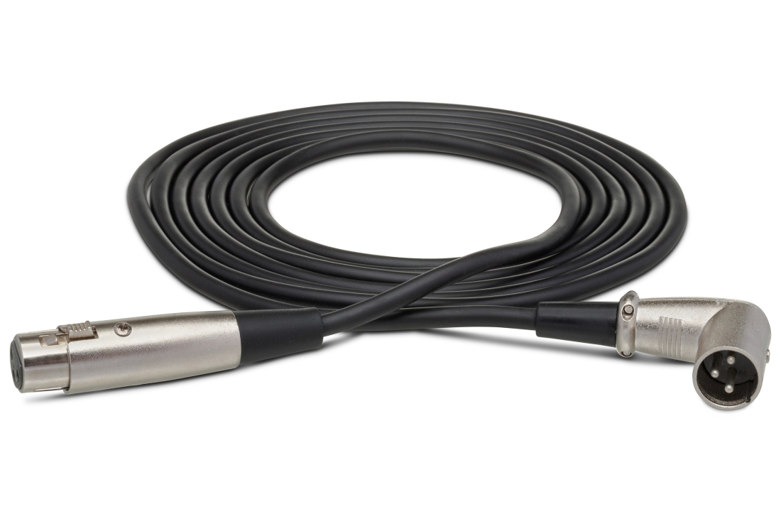 Balanced Interconnect, XLR-F to Right-angle XLR-M, 10 ft