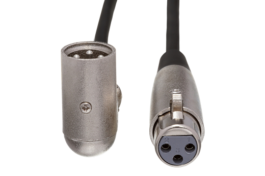 Balanced Interconnect, XLR-F to Right-angle XLR-M, 1.5 ft