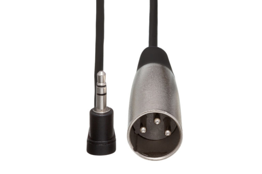Cble pour microphone de camscope (fiche 3,5mm TRS  angle droit vers fiche XLR-M, 10pieds)