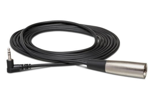 Hosa - Camcorder Microphone Cable, Right-angle 3.5 mm TRS to XLR-M, 15 ft