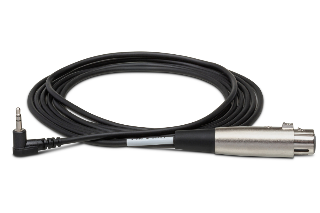 Camcorder Microphone Cable, XLR-F to Right-angle 3.5 mm TRS, 2 ft