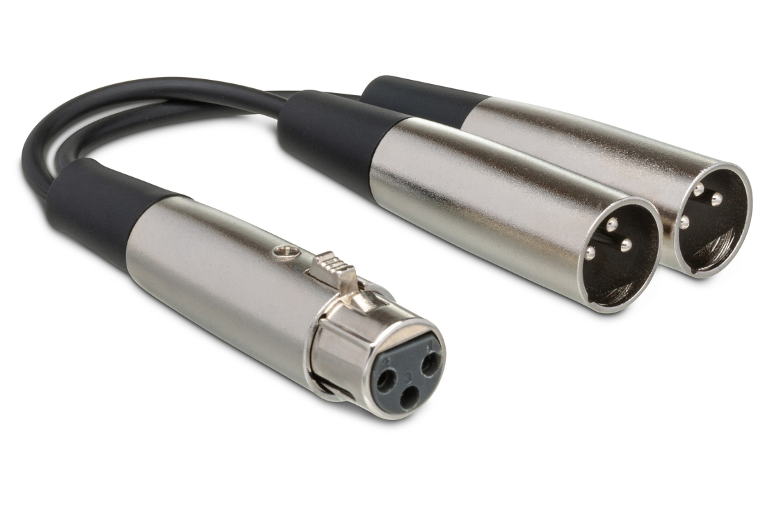 Y Cable, XLR-F to Dual XLR-M, 18 inch