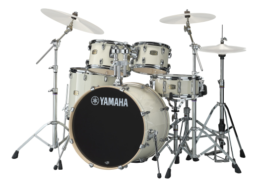 Yamaha - Stage Custom Birch 5-Piece Drum Kit (22,10,12,16,SD) with Hardware - Classic White