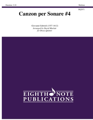 Eighth Note Publications - Canzon per sonare #4 Gabrieli, Marlatt Quintette de cuivres