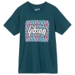 Gibson - Floral Block Logo Teal Tee - XXL