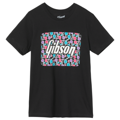 Gibson - T-shirt  logo et motifs floraux, noir (petit)