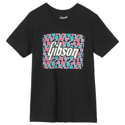 Gibson - Floral Block Logo Black Tee - XXL