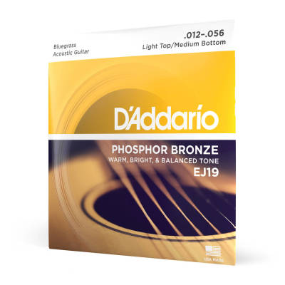 DAddario - EJ19 - cordes bronze phosphoreux Blugrass L-Top H-Btm 12-56