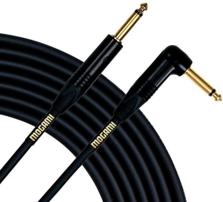 Gold Instrument Cable Straight to Right Angle - 18 Foot