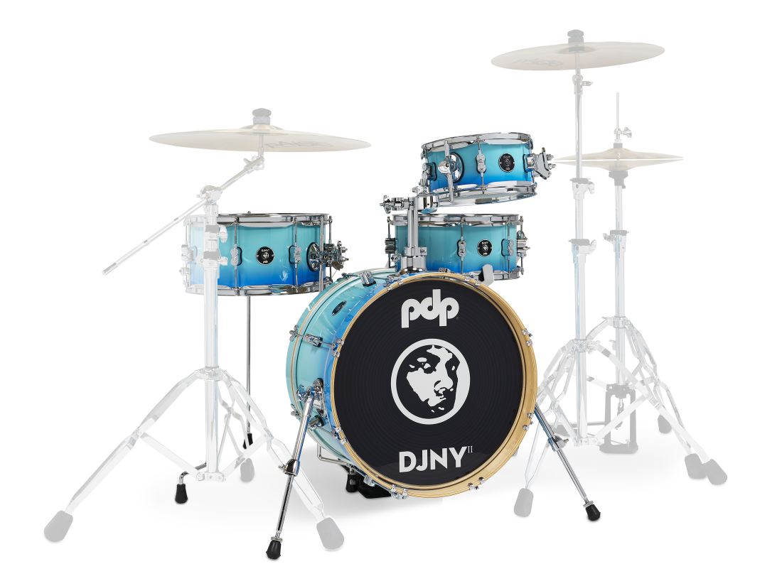 Daru Jones \'\'New Yorker\'\' Signature 4-Piece Shell Pack (18,10,14,SD) - Blue Fade Lacquer