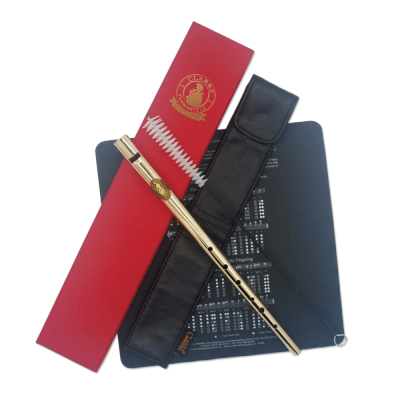 Gold-Plated Tinwhistle with Leather Bag - Key of C