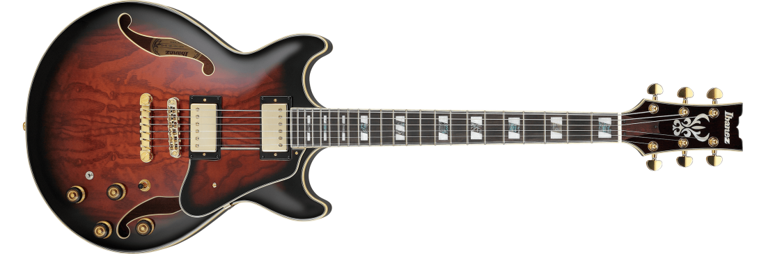AM153QA Artstar Hollow Body Electric Guitar with Case - Dark Brown Sunburst