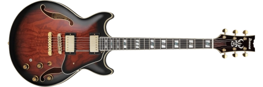 Ibanez - AM153QA Artstar Hollow Body Electric Guitar with Case - Dark Brown Sunburst