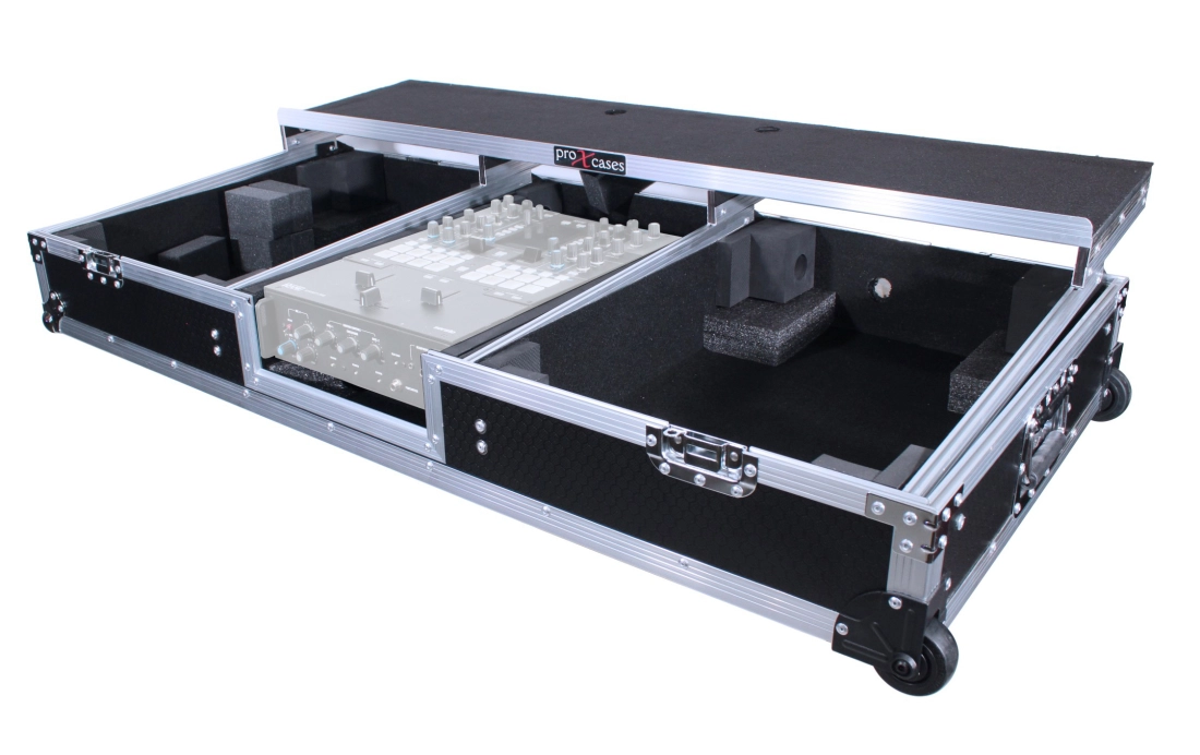 Coffin Flight Case for Rane 72 Mixer and 2 Turntables in Battle Mode w/Laptop Shelf