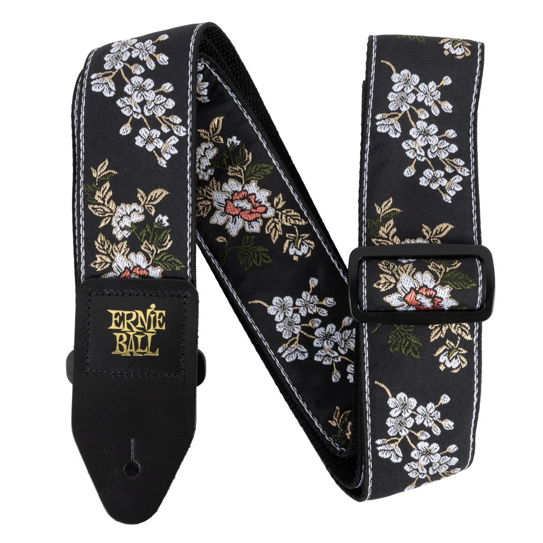 White Blossom Jacquard Guitar Strap