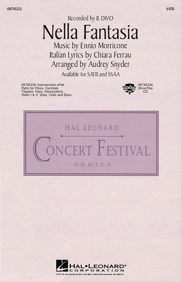 Nella Fantasia (In My Fantasy) - Morricone/Snyder - SATB