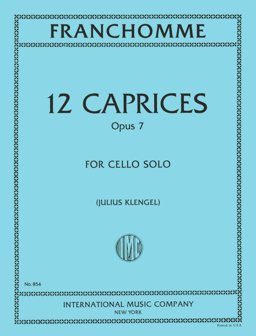 12 Caprices, Opus 7 - Franchomme/Klengel - Cello - Book