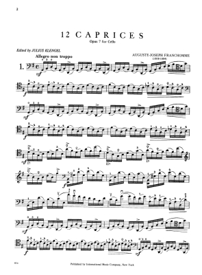 12 Caprices, Opus 7 - Franchomme/Klengel - Cello - Book
