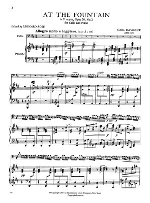 At the Fountain, Opus 20, No. 2 - Davidov/Rose - Cello/Piano - Sheet Music