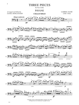 Three Pieces: Pavane, Op. 50; Berceuse, Op. 16; Elegie, Op. 24 - Faure/Morganstern - Cello Duets - Book