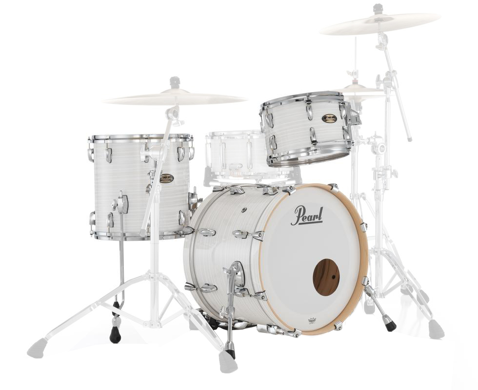 Masters Maple/Gum 3-Piece Shell Pack (20,12,14) with Chrome Pipe - White Ice Swirl