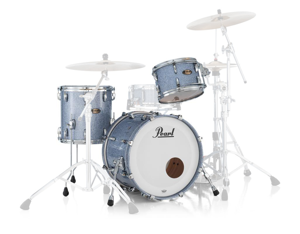 Masters Maple/Gum 3-Piece Shell Pack (22,12,16) with Chrome L-Rod - Crystal Rain