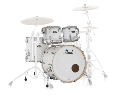 Masters Maple/Gum 4-Piece Shell Pack (22,10,12,16) with Chrome L-Rod - White Ice Swirl