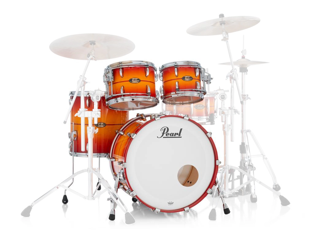 Masters Maple/Gum 4-Piece Shell Pack (22,10,12,16) with Chrome L-Rod - Sunburst Redstripe