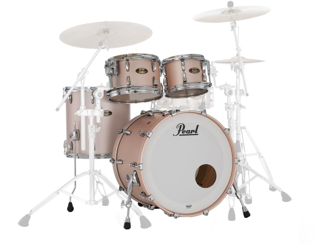 Masters Maple/Gum 4-Piece Shell Pack (22,10,12,16) with Chrome L-Rod - Satin Rose Gold
