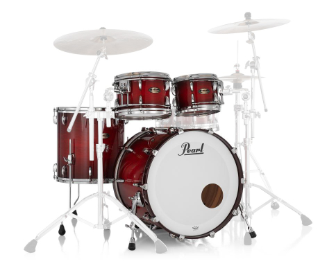 Pearl - Masters Maple/Gum 4-Piece Shell Pack (22,10,12,16) with Chrome L-Rod - Deep Red Burst