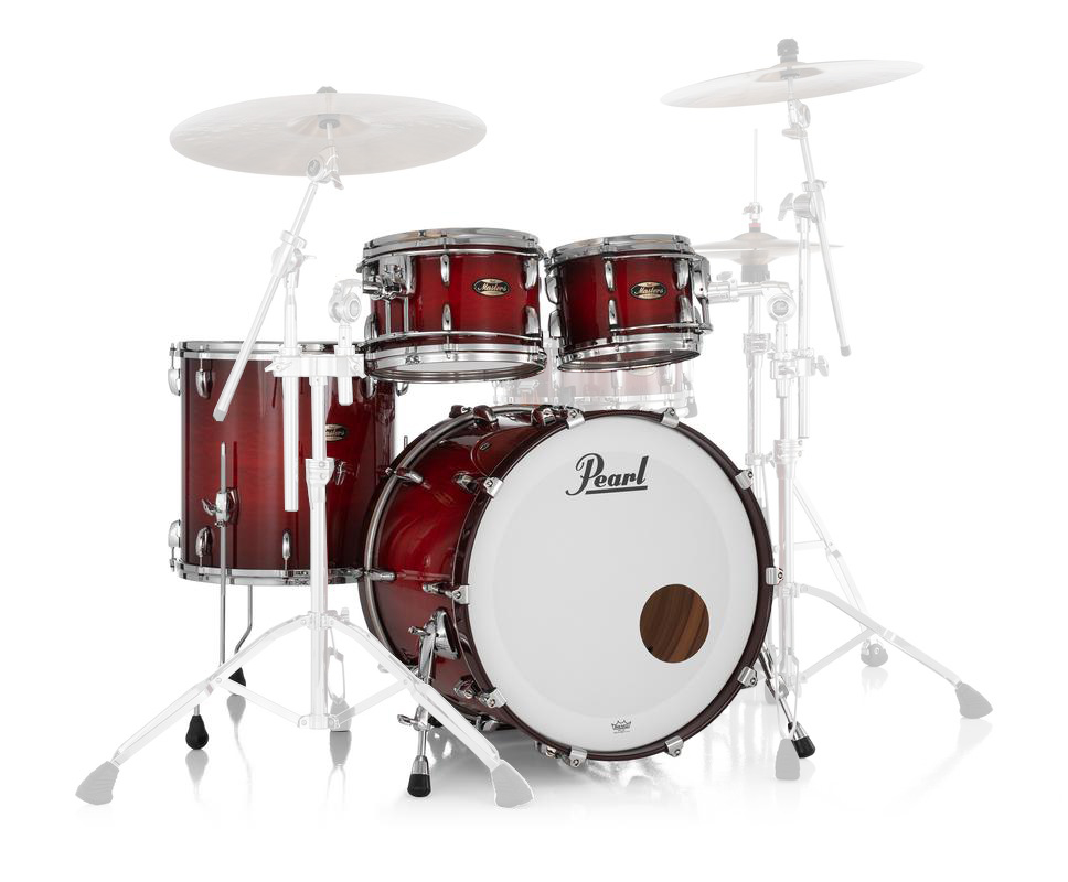 Masters Maple/Gum 4-Piece Shell Pack (22,10,12,16) with Chrome Pipe - Deep Red Burst