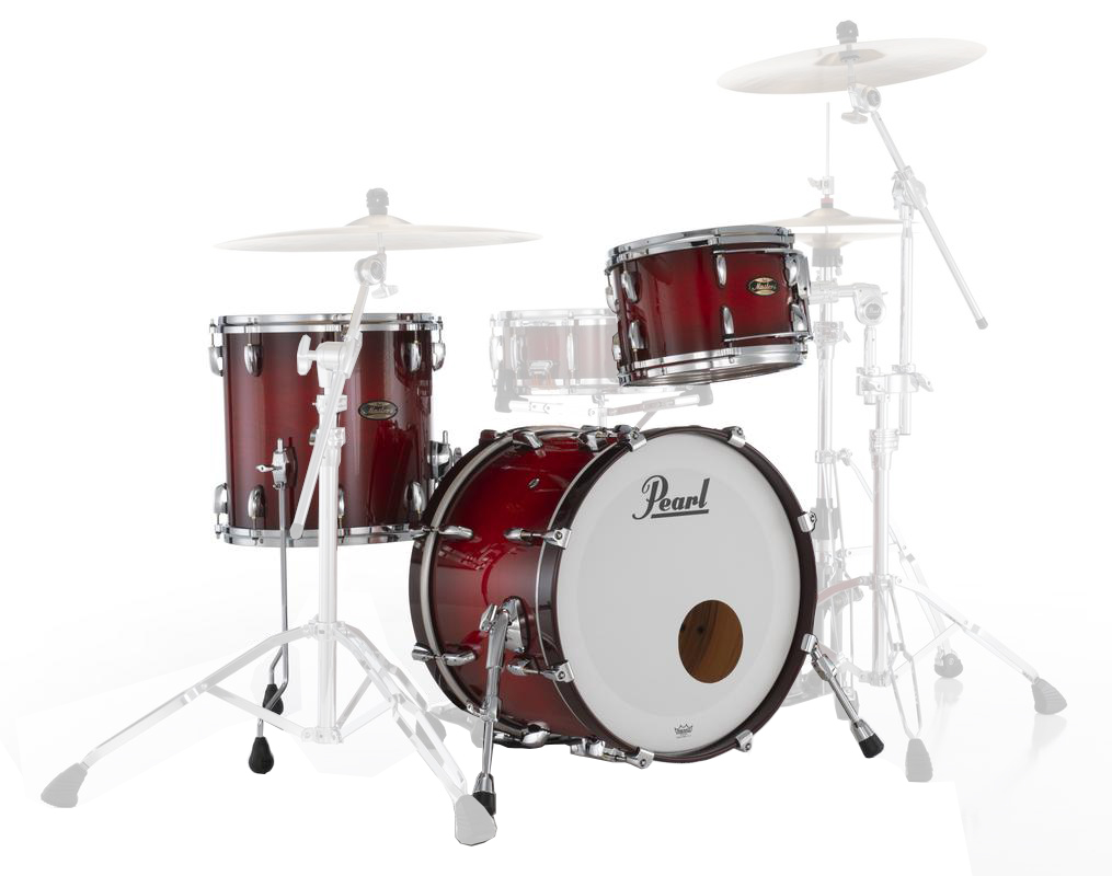 Masters Maple/Gum 3-Piece Shell Pack (24,13,16) with Chrome L-Rod - Deep Red Burst