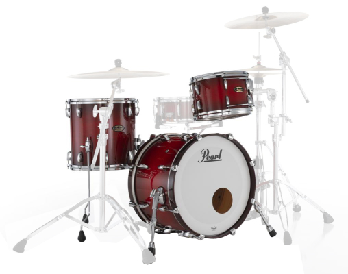 Pearl - Masters Maple/Gum 3-Piece Shell Pack (24,13,16) with Chrome L-Rod - Deep Red Burst