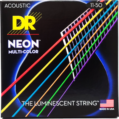 Multi-Color Neon Acoustic Guitar String Set - 11-50