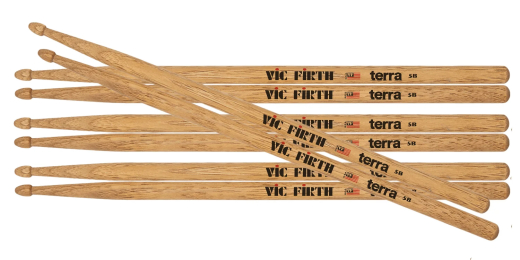 Vic Firth - American Classic Terra Drumsticks with Wood Tip - 5B (4-Pack)
