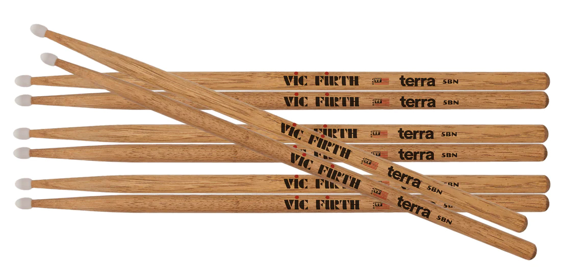 Vic Firth American Classic Terra Drumsticks With Nylon Tip - 5BN (4-Pack)