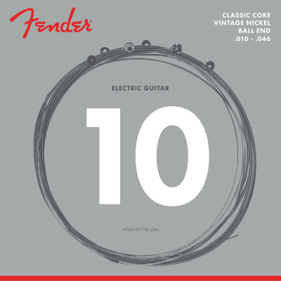 Fender - Classic Core Electric Guitar Strings, 155R, Vintage Nickel, Ball Ends (.010-.046)