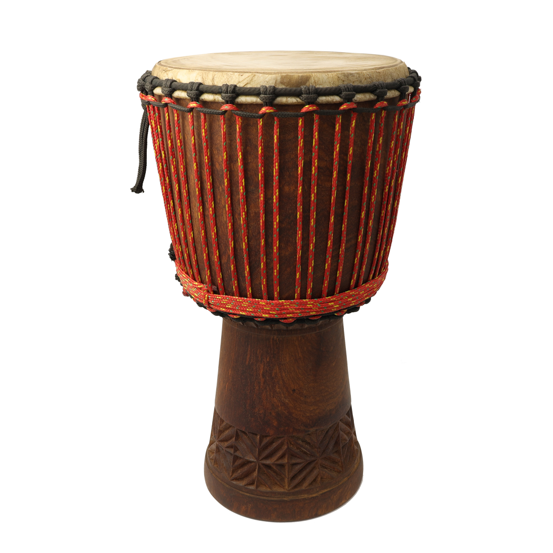 African Djembe, Small with Partial Carved Bottom - 10 x 19\'\'