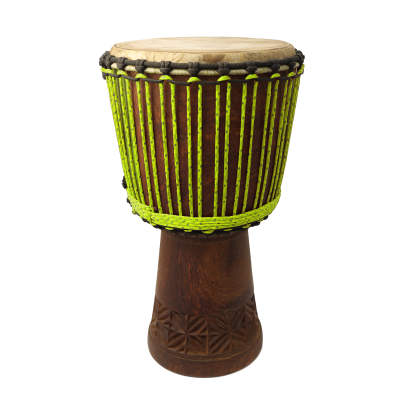 African Djembe, Small with Partial Carved Bottom - 10 x 19\'\'